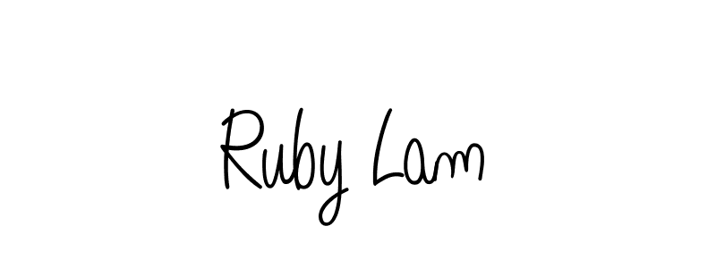 Use a signature maker to create a handwritten signature online. With this signature software, you can design (Angelique-Rose-font-FFP) your own signature for name Ruby Lam. Ruby Lam signature style 5 images and pictures png