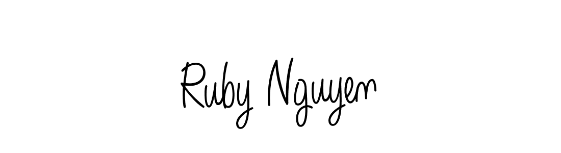 How to make Ruby Nguyen signature? Angelique-Rose-font-FFP is a professional autograph style. Create handwritten signature for Ruby Nguyen name. Ruby Nguyen signature style 5 images and pictures png