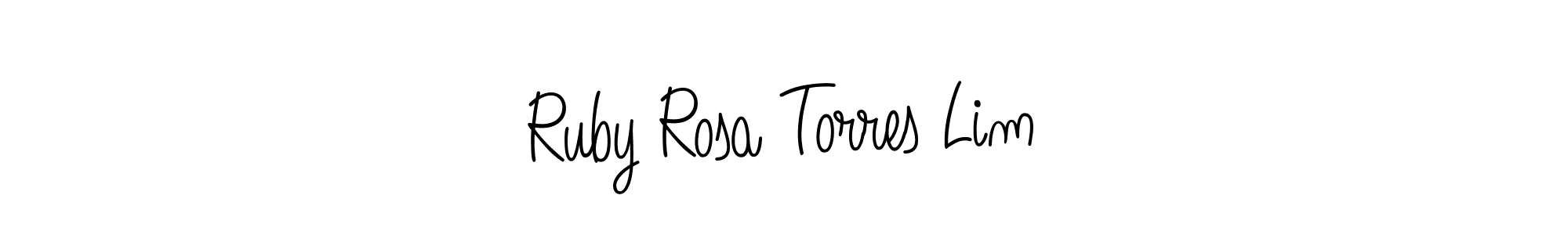 The best way (Angelique-Rose-font-FFP) to make a short signature is to pick only two or three words in your name. The name Ruby Rosa Torres Lim include a total of six letters. For converting this name. Ruby Rosa Torres Lim signature style 5 images and pictures png