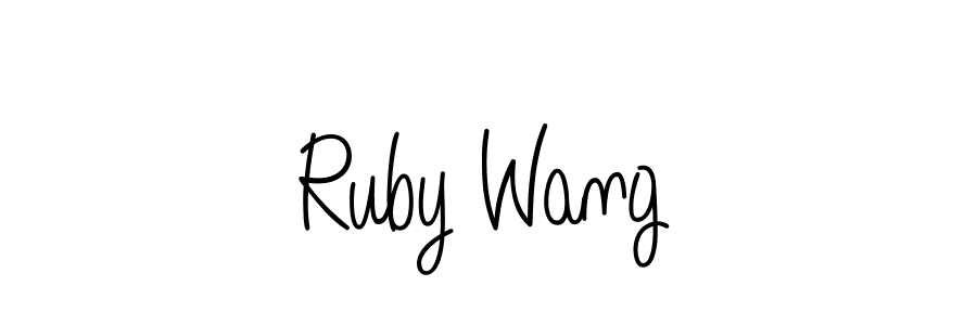 How to make Ruby Wang name signature. Use Angelique-Rose-font-FFP style for creating short signs online. This is the latest handwritten sign. Ruby Wang signature style 5 images and pictures png