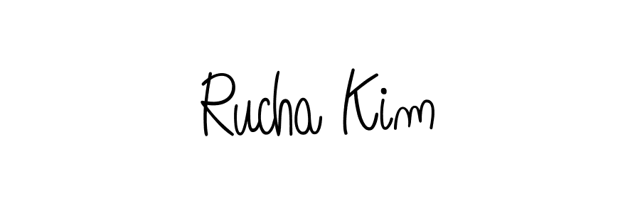 You should practise on your own different ways (Angelique-Rose-font-FFP) to write your name (Rucha Kim) in signature. don't let someone else do it for you. Rucha Kim signature style 5 images and pictures png