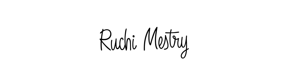 You should practise on your own different ways (Angelique-Rose-font-FFP) to write your name (Ruchi Mestry) in signature. don't let someone else do it for you. Ruchi Mestry signature style 5 images and pictures png