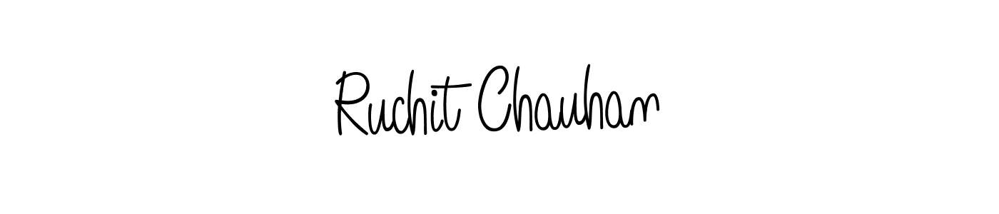 You should practise on your own different ways (Angelique-Rose-font-FFP) to write your name (Ruchit Chauhan) in signature. don't let someone else do it for you. Ruchit Chauhan signature style 5 images and pictures png