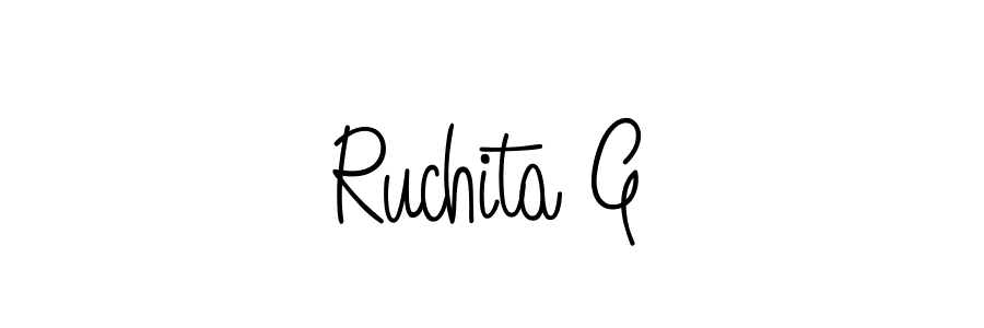 Also You can easily find your signature by using the search form. We will create Ruchita G name handwritten signature images for you free of cost using Angelique-Rose-font-FFP sign style. Ruchita G signature style 5 images and pictures png