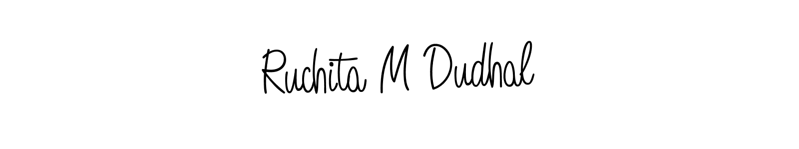 Create a beautiful signature design for name Ruchita M Dudhal. With this signature (Angelique-Rose-font-FFP) fonts, you can make a handwritten signature for free. Ruchita M Dudhal signature style 5 images and pictures png