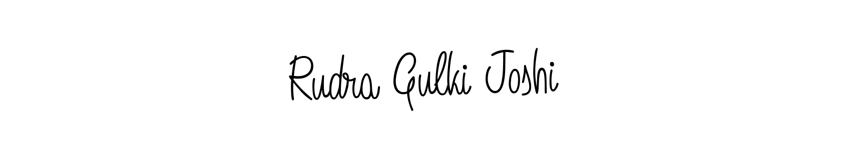 You should practise on your own different ways (Angelique-Rose-font-FFP) to write your name (Rudra Gulki Joshi) in signature. don't let someone else do it for you. Rudra Gulki Joshi signature style 5 images and pictures png