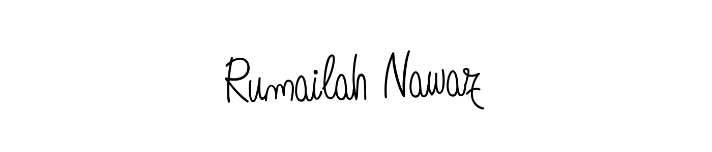 Design your own signature with our free online signature maker. With this signature software, you can create a handwritten (Angelique-Rose-font-FFP) signature for name Rumailah Nawaz. Rumailah Nawaz signature style 5 images and pictures png