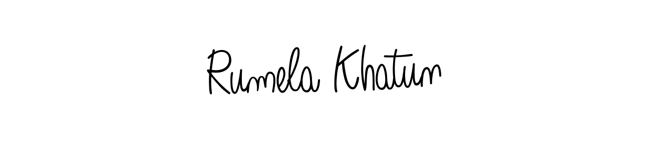 How to make Rumela Khatun name signature. Use Angelique-Rose-font-FFP style for creating short signs online. This is the latest handwritten sign. Rumela Khatun signature style 5 images and pictures png