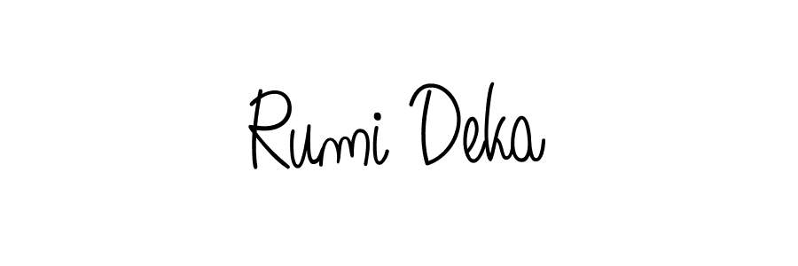 Create a beautiful signature design for name Rumi Deka. With this signature (Angelique-Rose-font-FFP) fonts, you can make a handwritten signature for free. Rumi Deka signature style 5 images and pictures png