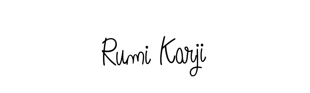 Make a beautiful signature design for name Rumi Karji. With this signature (Angelique-Rose-font-FFP) style, you can create a handwritten signature for free. Rumi Karji signature style 5 images and pictures png