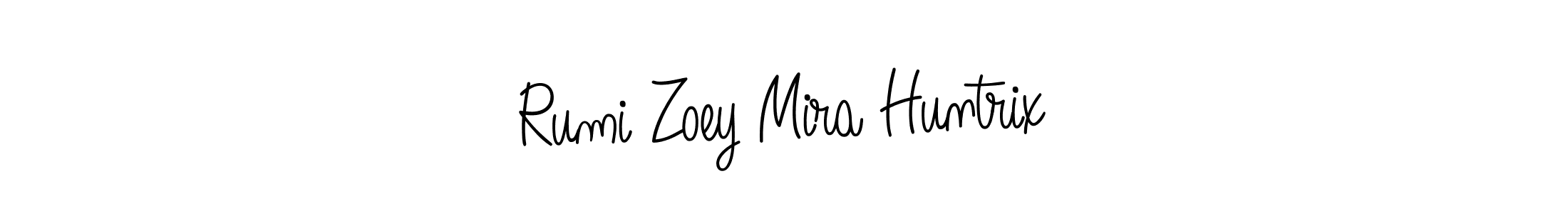 Use a signature maker to create a handwritten signature online. With this signature software, you can design (Angelique-Rose-font-FFP) your own signature for name Rumi Zoey Mira Huntrix. Rumi Zoey Mira Huntrix signature style 5 images and pictures png