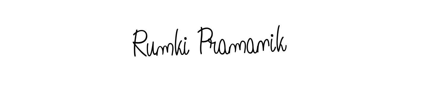 The best way (Angelique-Rose-font-FFP) to make a short signature is to pick only two or three words in your name. The name Rumki Pramanik include a total of six letters. For converting this name. Rumki Pramanik signature style 5 images and pictures png