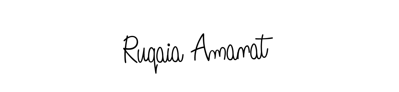 You should practise on your own different ways (Angelique-Rose-font-FFP) to write your name (Ruqaia Amanat) in signature. don't let someone else do it for you. Ruqaia Amanat signature style 5 images and pictures png