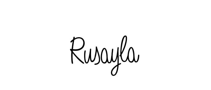 Use a signature maker to create a handwritten signature online. With this signature software, you can design (Angelique-Rose-font-FFP) your own signature for name Rusayla. Rusayla signature style 5 images and pictures png