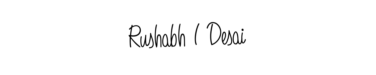 The best way (Angelique-Rose-font-FFP) to make a short signature is to pick only two or three words in your name. The name Rushabh I Desai include a total of six letters. For converting this name. Rushabh I Desai signature style 5 images and pictures png