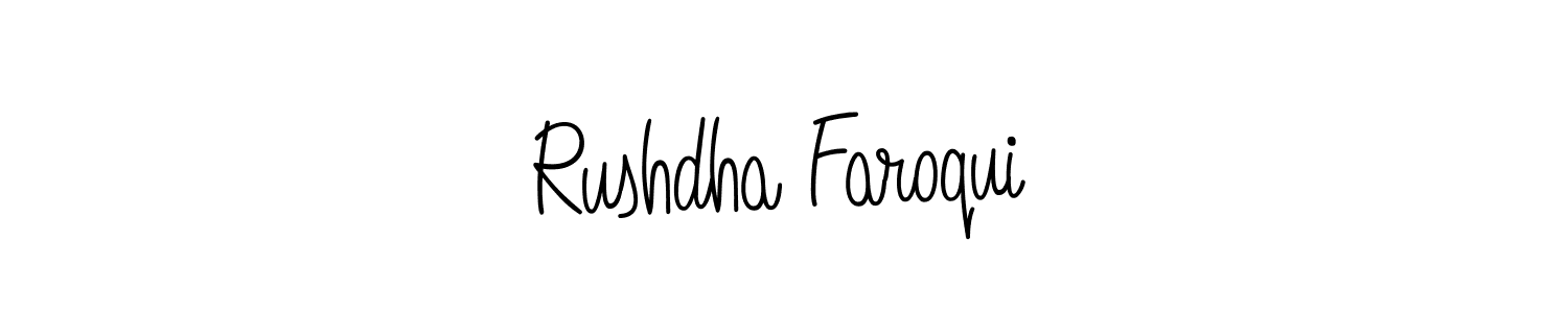 Use a signature maker to create a handwritten signature online. With this signature software, you can design (Angelique-Rose-font-FFP) your own signature for name Rushdha Faroqui. Rushdha Faroqui signature style 5 images and pictures png