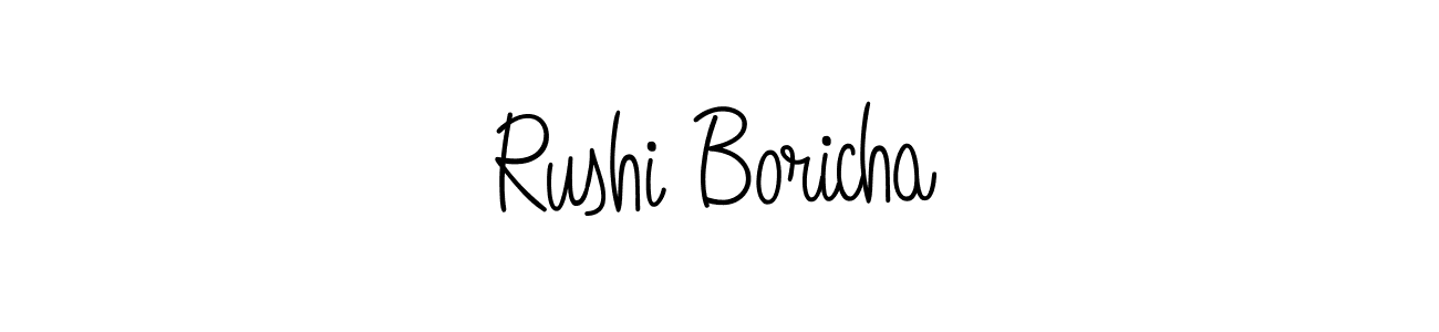 You should practise on your own different ways (Angelique-Rose-font-FFP) to write your name (Rushi Boricha) in signature. don't let someone else do it for you. Rushi Boricha signature style 5 images and pictures png
