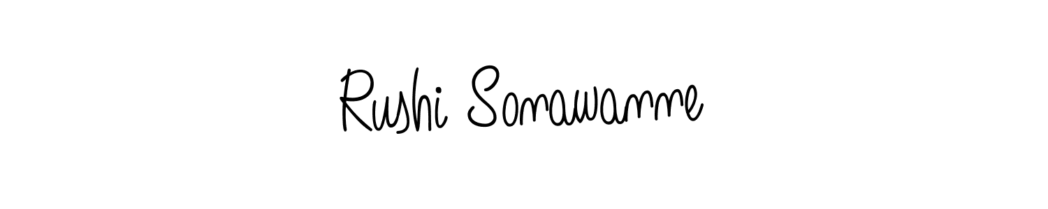 Rushi Sonawanne stylish signature style. Best Handwritten Sign (Angelique-Rose-font-FFP) for my name. Handwritten Signature Collection Ideas for my name Rushi Sonawanne. Rushi Sonawanne signature style 5 images and pictures png