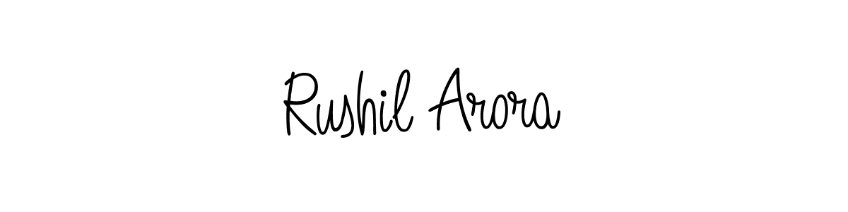 The best way (Angelique-Rose-font-FFP) to make a short signature is to pick only two or three words in your name. The name Rushil Arora include a total of six letters. For converting this name. Rushil Arora signature style 5 images and pictures png