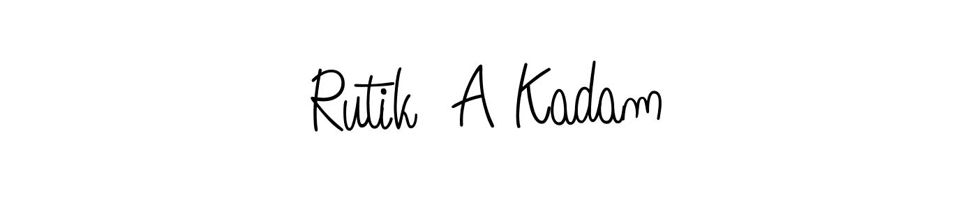 The best way (Angelique-Rose-font-FFP) to make a short signature is to pick only two or three words in your name. The name Rutik  A Kadam include a total of six letters. For converting this name. Rutik  A Kadam signature style 5 images and pictures png