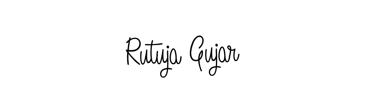 You should practise on your own different ways (Angelique-Rose-font-FFP) to write your name (Rutuja Gujar) in signature. don't let someone else do it for you. Rutuja Gujar signature style 5 images and pictures png