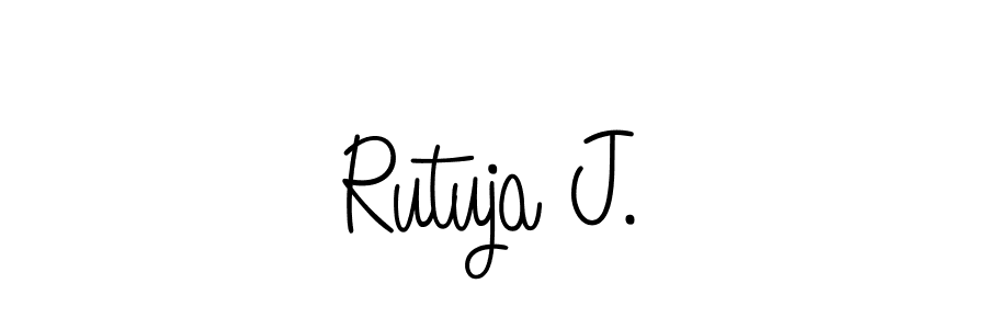 You should practise on your own different ways (Angelique-Rose-font-FFP) to write your name (Rutuja J.) in signature. don't let someone else do it for you. Rutuja J. signature style 5 images and pictures png