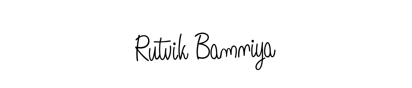 Make a beautiful signature design for name Rutvik Bamniya. With this signature (Angelique-Rose-font-FFP) style, you can create a handwritten signature for free. Rutvik Bamniya signature style 5 images and pictures png