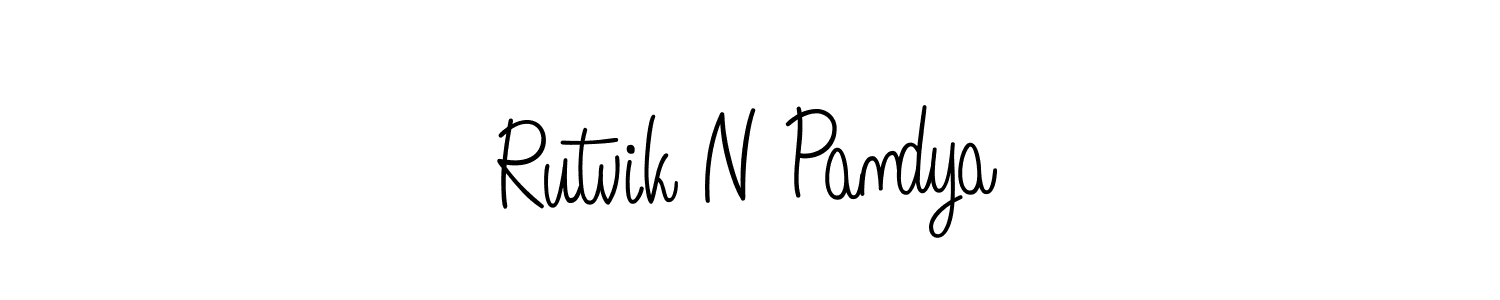 How to make Rutvik N Pandya name signature. Use Angelique-Rose-font-FFP style for creating short signs online. This is the latest handwritten sign. Rutvik N Pandya signature style 5 images and pictures png