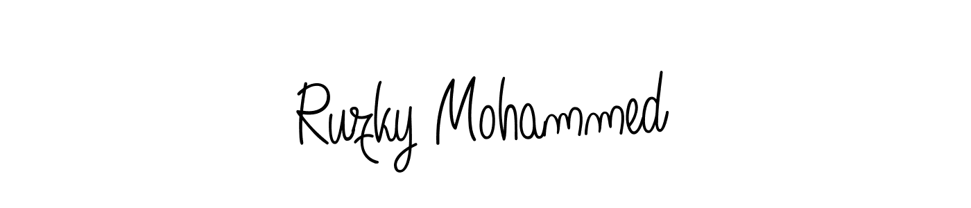 Use a signature maker to create a handwritten signature online. With this signature software, you can design (Angelique-Rose-font-FFP) your own signature for name Ruzky Mohammed. Ruzky Mohammed signature style 5 images and pictures png