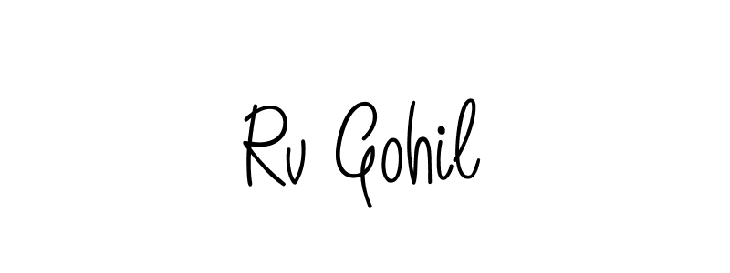 Use a signature maker to create a handwritten signature online. With this signature software, you can design (Angelique-Rose-font-FFP) your own signature for name Rv Gohil. Rv Gohil signature style 5 images and pictures png