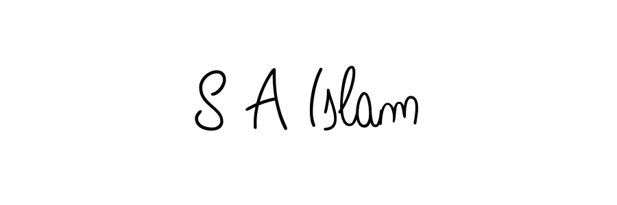 Use a signature maker to create a handwritten signature online. With this signature software, you can design (Angelique-Rose-font-FFP) your own signature for name S A Islam. S A Islam signature style 5 images and pictures png