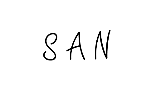 Make a beautiful signature design for name S A N. With this signature (Angelique-Rose-font-FFP) style, you can create a handwritten signature for free. S A N signature style 5 images and pictures png