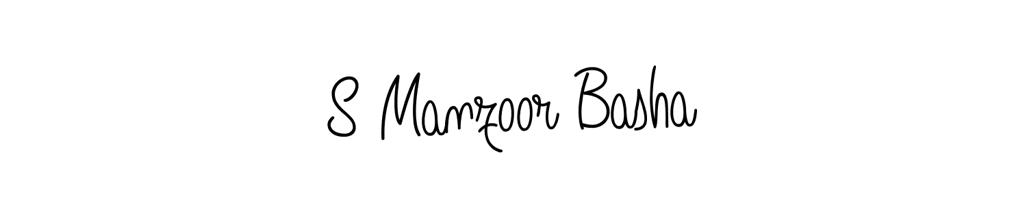 You should practise on your own different ways (Angelique-Rose-font-FFP) to write your name (S Manzoor Basha) in signature. don't let someone else do it for you. S Manzoor Basha signature style 5 images and pictures png