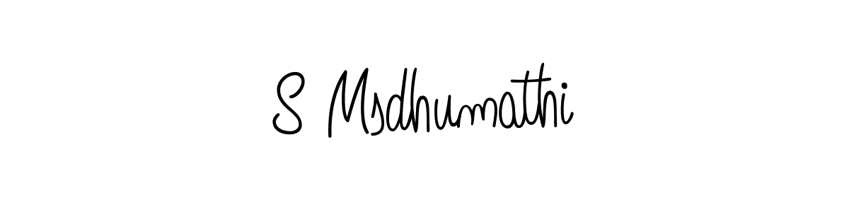 You should practise on your own different ways (Angelique-Rose-font-FFP) to write your name (S Msdhumathi) in signature. don't let someone else do it for you. S Msdhumathi signature style 5 images and pictures png