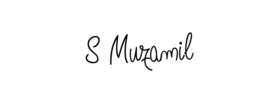How to make S Muzamil name signature. Use Angelique-Rose-font-FFP style for creating short signs online. This is the latest handwritten sign. S Muzamil signature style 5 images and pictures png