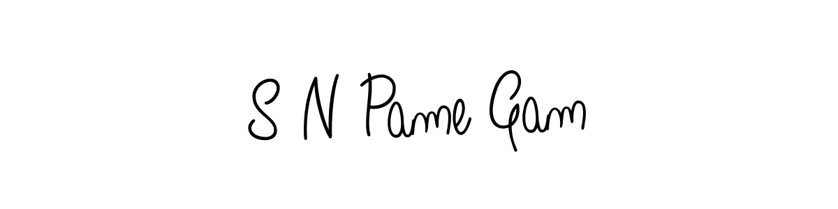 The best way (Angelique-Rose-font-FFP) to make a short signature is to pick only two or three words in your name. The name S N Pame Gam include a total of six letters. For converting this name. S N Pame Gam signature style 5 images and pictures png