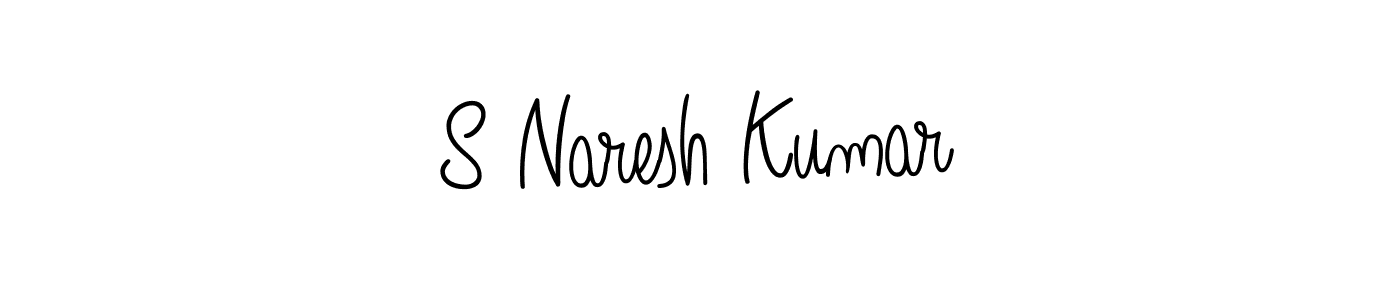 You should practise on your own different ways (Angelique-Rose-font-FFP) to write your name (S Naresh Kumar) in signature. don't let someone else do it for you. S Naresh Kumar signature style 5 images and pictures png