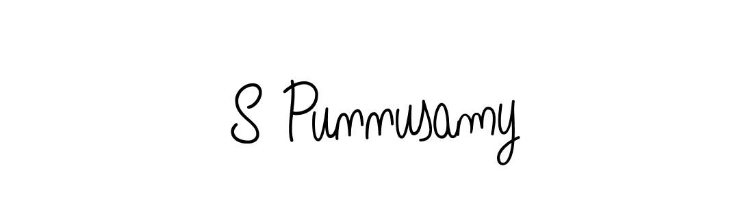 Make a beautiful signature design for name S Punnusamy. With this signature (Angelique-Rose-font-FFP) style, you can create a handwritten signature for free. S Punnusamy signature style 5 images and pictures png