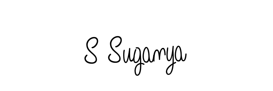 How to make S Suganya name signature. Use Angelique-Rose-font-FFP style for creating short signs online. This is the latest handwritten sign. S Suganya signature style 5 images and pictures png