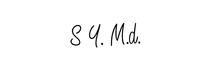 The best way (Angelique-Rose-font-FFP) to make a short signature is to pick only two or three words in your name. The name S Y. M.d. include a total of six letters. For converting this name. S Y. M.d. signature style 5 images and pictures png