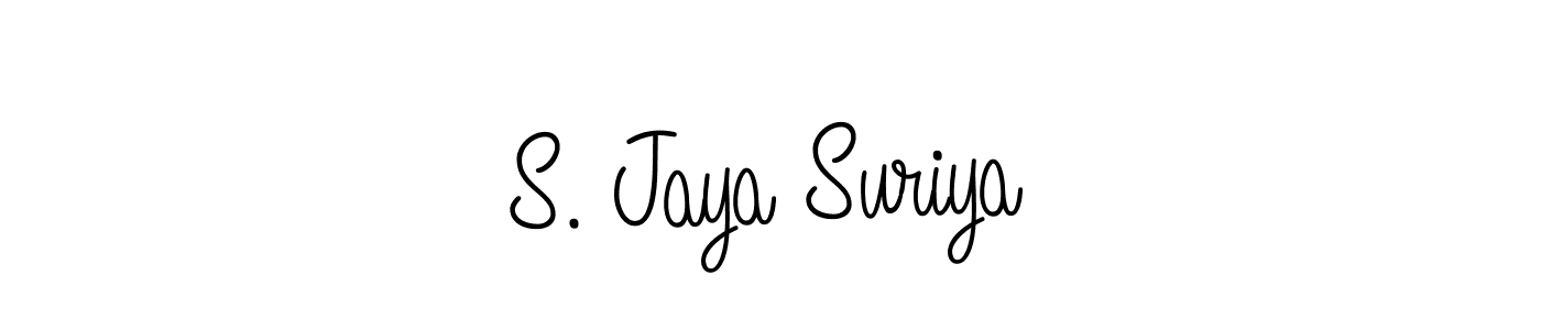 You should practise on your own different ways (Angelique-Rose-font-FFP) to write your name (S. Jaya Suriya) in signature. don't let someone else do it for you. S. Jaya Suriya signature style 5 images and pictures png