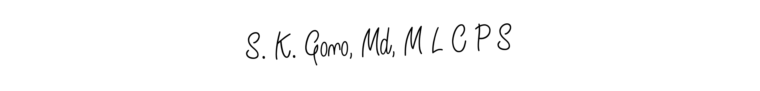 How to make S. K. Gono, Md, M L C P S name signature. Use Angelique-Rose-font-FFP style for creating short signs online. This is the latest handwritten sign. S. K. Gono, Md, M L C P S signature style 5 images and pictures png