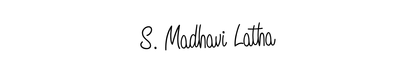 The best way (Angelique-Rose-font-FFP) to make a short signature is to pick only two or three words in your name. The name S. Madhavi Latha include a total of six letters. For converting this name. S. Madhavi Latha signature style 5 images and pictures png