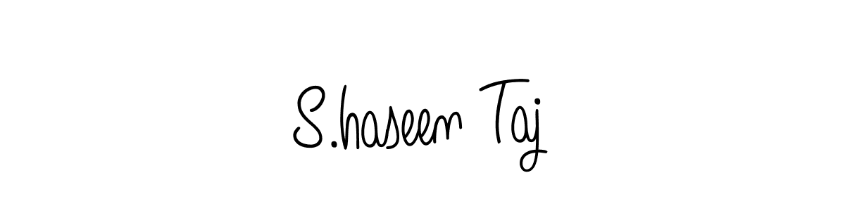 The best way (Angelique-Rose-font-FFP) to make a short signature is to pick only two or three words in your name. The name S.haseen Taj include a total of six letters. For converting this name. S.haseen Taj signature style 5 images and pictures png