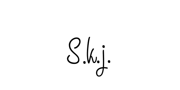 The best way (Angelique-Rose-font-FFP) to make a short signature is to pick only two or three words in your name. The name S.k.j. include a total of six letters. For converting this name. S.k.j. signature style 5 images and pictures png