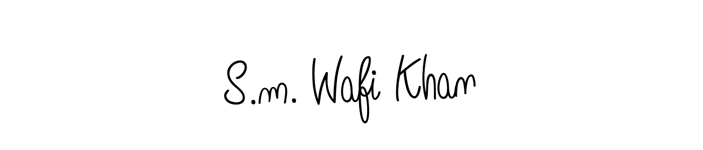 The best way (Angelique-Rose-font-FFP) to make a short signature is to pick only two or three words in your name. The name S.m. Wafi Khan include a total of six letters. For converting this name. S.m. Wafi Khan signature style 5 images and pictures png