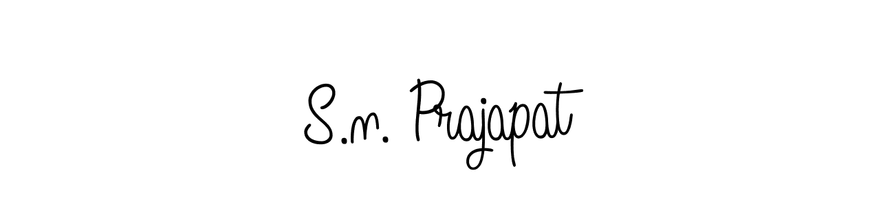 The best way (Angelique-Rose-font-FFP) to make a short signature is to pick only two or three words in your name. The name S.n. Prajapat include a total of six letters. For converting this name. S.n. Prajapat signature style 5 images and pictures png