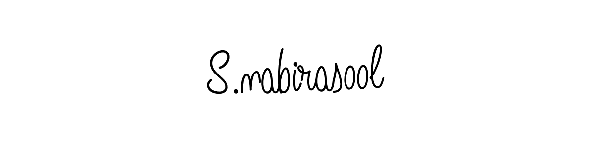 if you are searching for the best signature style for your name S.nabirasool. so please give up your signature search. here we have designed multiple signature styles  using Angelique-Rose-font-FFP. S.nabirasool signature style 5 images and pictures png