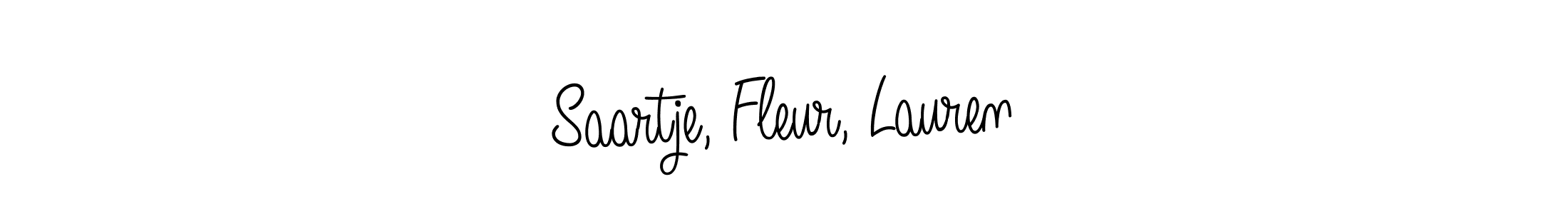 Create a beautiful signature design for name Saartje, Fleur, Lauren. With this signature (Angelique-Rose-font-FFP) fonts, you can make a handwritten signature for free. Saartje, Fleur, Lauren signature style 5 images and pictures png