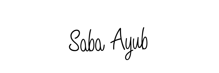 How to make Saba Ayub name signature. Use Angelique-Rose-font-FFP style for creating short signs online. This is the latest handwritten sign. Saba Ayub signature style 5 images and pictures png